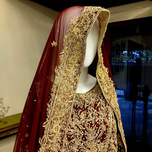 Maroon Open Gown Peshwas