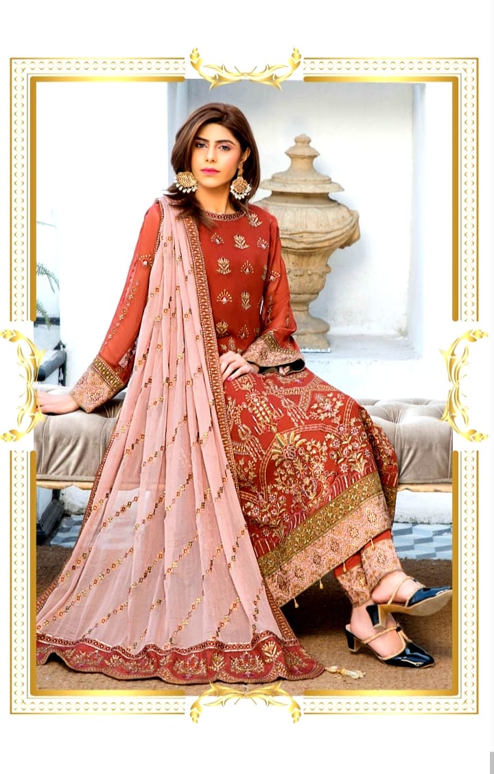Embroided shaffon 3piece
