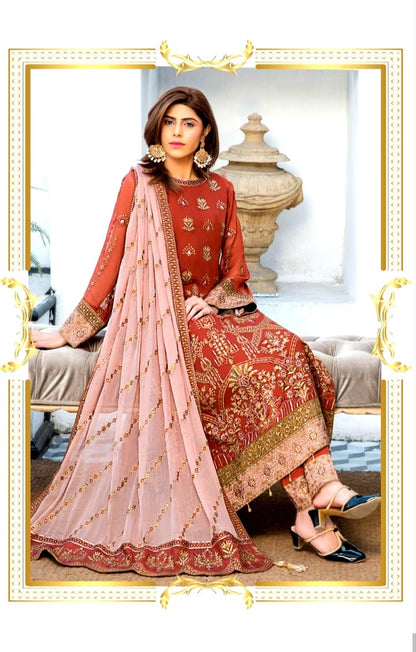 Embroided shaffon 3piece