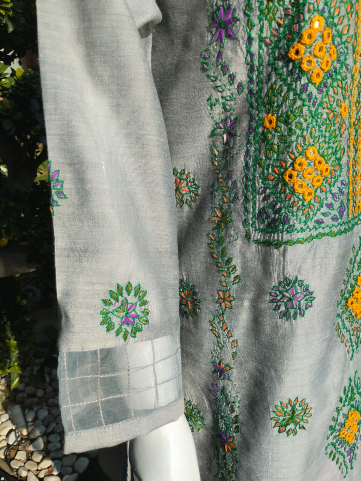Khaddi Net 3piece Embroided