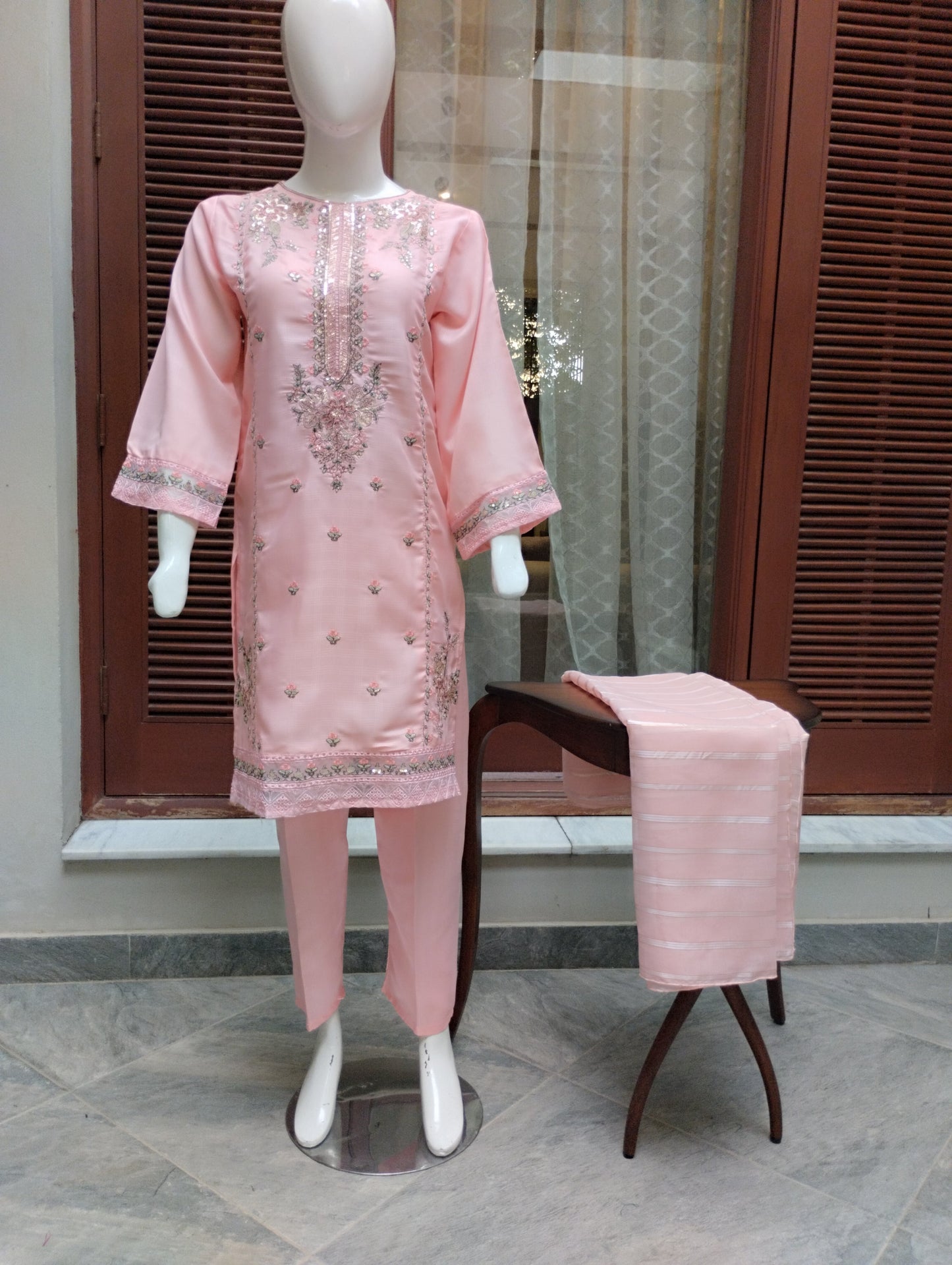 Embroided Stitched 3 piece